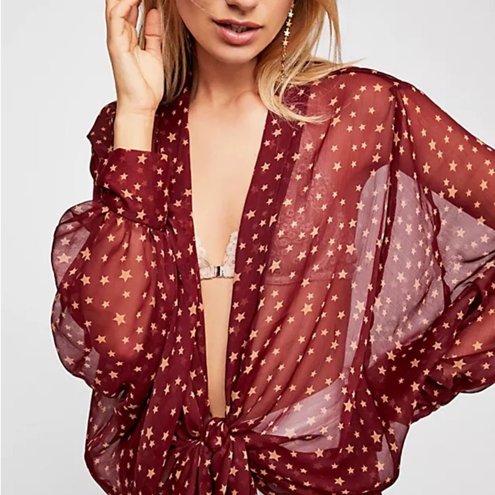 free people star dazed tie front kimono